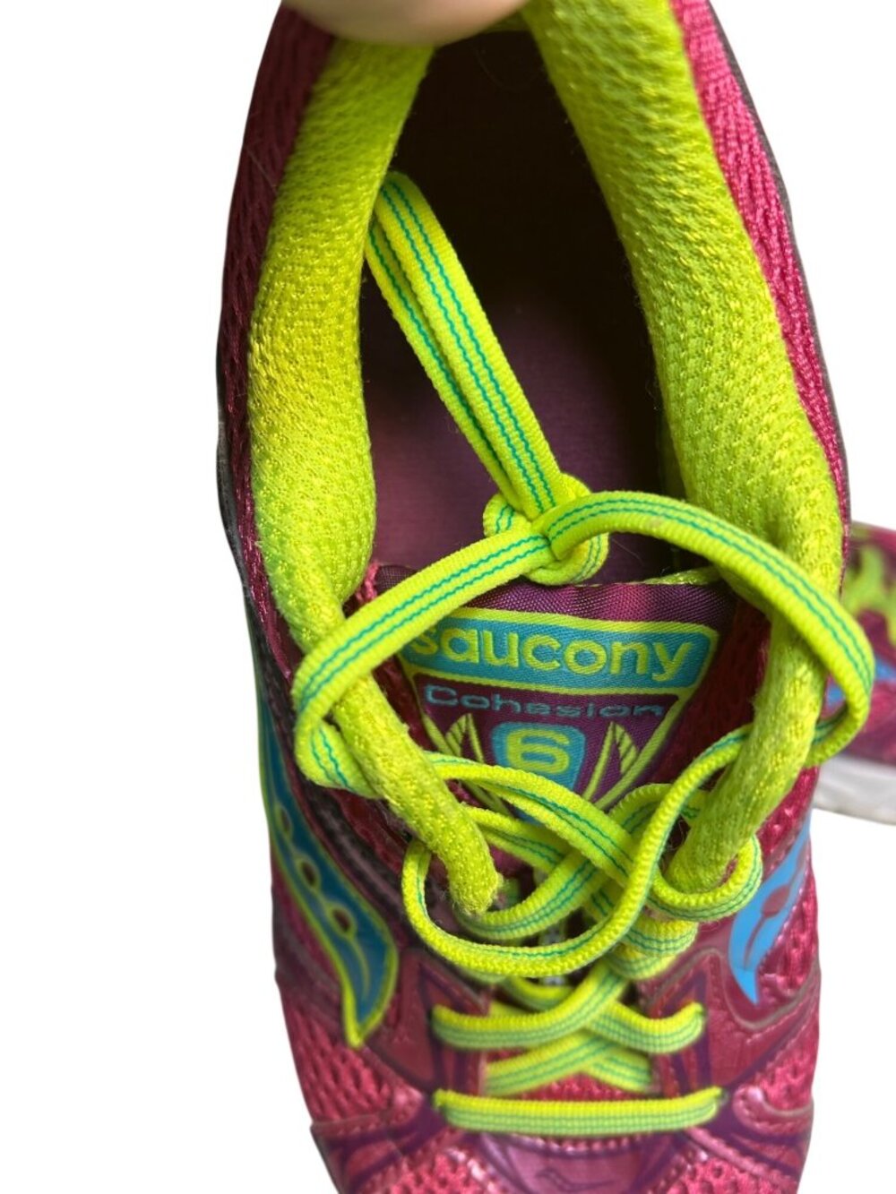 Saucony Cohesion 6 Women’s Athletic Running Shoes Pink/Yellow Size 8 - Picture 2 of 11